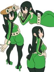 1girls ass ass_focus clothed clothed_female female froppy hero_outfit_(mha) hourglass_figure legs my_hero_academia tight_clothing toshinoshin00 tsuyu_asui wide_hips