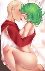 1boy 1girls aroused blush blushing cowgirl_position excited faceless_male female female_human female_on_top french_kiss green_hair hug human human_male kissing kissing_while_penetrated light-skinned_female looking_pleasured male male/female naked_female nipples one-punch_man petite reowocchi rolling_eyes saitama sex short_hair small_breasts tatsumaki trembling vaginal_penetration