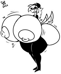 ass_bigger_than_head breasts_bigger_than_head breasts_out clothed demon demon_girl dumptruck_ass female female_only helluva_boss hyper hyper_ass hyper_breasts octavia_(helluva_boss) sideass sketch sob4art useless_clothing