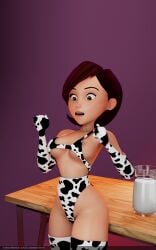 breast_expansion breasts cartoon cow_girl cow_print elastigirl exploration hairy_pussy helen_parr milf naked naked_female nude otomechidori superheroine the_incredibles