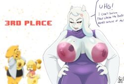 absurd_res alphys angry animal_crossing anthro areola big_areola big_breasts bovid breasts canid canine canis caprine domestic_dog female goat gomezcat hi_res huge_areola isabelle_(animal_crossing) mammal markings mature_female milf montgomery_glands nintendo nipples reptile scalie toriel undertale_(series)