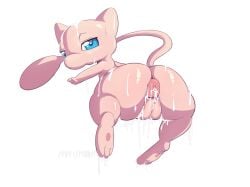 amailemon annoyed annoyed_expression anus ass ass_up big_anus big_butt blue_eyes bodily_fluids butt_focus cum cum_covered cum_in_ass cum_in_pussy cum_inside cum_on_body cum_on_butt cum_on_face female feral fur generation_1_pokemon genital_fluids genitals huge_butt legendary_pokemon looking_at_viewer looking_back messy mew mew_(pokemon) monotone_anus monotone_genitals monotone_pussy nintendo pink_anus pink_body pink_fur pink_pussy pokemon pokemon_(species) pussy rear_view simple_background solo tail thick_thighs