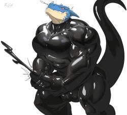 abs anthro balls bara bara_tits big_arms big_balls big_penis black_cum cum cumming cumshot cxcxxcxxxx dragon erection furry grin holding_penis horn horns latex latex_suit lizard long_cumshot male_only masturbation muscles muscular muscular_arms muscular_legs muscular_thighs nose_horn pecs penis scalie sharp_teeth shiny shiny_clothes shiny_latex solo solo_male straining stroking_penis tail trembling two-handed_masturbation unusual_cum