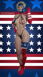 1girls 3d american_flag ass big_ass big_breasts big_butt blender blonde_female blonde_hair blue_eyes breasts cosplay dc dc_comics fisherman gloves huge_ass injustice_2 kara_zor-el karen_starr light-skinned_female light_skin monokini pinup power_girl sharon_mccain short_hair stockings supergirl superheroine superheroinecomixxx thick_thighs toned toned_arms toned_back toned_belly toned_body toned_female toned_legs toned_stomach watermark