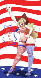 100_kanojo 1girls 4th_of_july american_flag_bikini big_breasts bikini blonde_hair cowboy_hat english_text kimi_no_koto_ga_dai_dai_dai_dai_daisuki_na_100-nin_no_kanojo light-skinned_female light_skin long_hair n-ronin the_100_girlfriends_who_really_really_really_really_really_love_you yamato_nadeshiko_(100_kanojo)