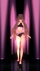 1girls 3d 9:16 animated ass barefoot black_fingernails black_panties black_topwear blacked blacked_clothing brown_hair genshin_impact hip_sway hu_tao_(genshin_impact) kksallyear koikatsu long_hair no_sound panties ribbons ribbons_in_hair shorter_than_30_seconds tagme topwear twintails vertical_video video video_game_character walking walking_away