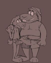 2022 absurd_res age_difference anthro anthro_on_anthro bowserboy101 bulge clothed clothing digital_media_(artwork) duo embrace erection erection_under_clothing father_(lore) father_and_child_(lore) father_and_son_(lore) feet flop's_dad_(orf) flop_(orf) genitals hi_res hug lagomorph larger_male leporid long_ears looking_at_another male male_only mammal mature_male older_male overweight overweight_male parent_(lore) parent_and_child_(lore) parent_and_son_(lore) penis rabbit shirt simple_background size_difference smaller_male son_(lore) teeth topwear underwear yaoi younger_male