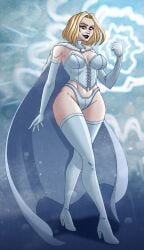 blonde_hair blue_eyes corset curvaceous curvy emma_frost female hellfire_club laced_corset lingerie marvel marvel_comics nikoalecsovich panties white_queen wide_hips x-men