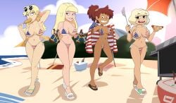 4girls 4th_of_july amphibia anne_boonchuy arm_behind_head armpits bikini breasts child_bearing_hips cleavage clothing crossover dark_skin deadinside97 disney eyewear female female_only gravity_falls human jackie_lynn_thomas large_breasts legs leni_loud navel pacifica_northwest pale_skin pose posing sensual star_vs_the_forces_of_evil straight_hair swimwear tagme the_loud_house thighs