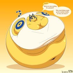 animal_crossing ankha big_breasts breasts fat female gigantic_breasts incidentalsnail inflation obese spherical_inflation sunken_head sunken_limbs