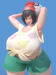 beach_ball big_breasts breasts huge_breasts large_breasts pokemon pokemon_sm selene_(pokemon) thick_thighs usukeninja