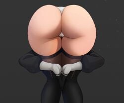 1girls amen_pose ass ass_focus ass_up big_ass black_thighhighs bubble_ass bubble_butt cameltoe dat_ass female female_only hands_together huge_ass large_ass legwear leotard lixiart nier nier:_automata nier_(series) pose posing praise_da_booty_(meme) solo solo_female thick_thighs thighhighs thighs yorha_2b