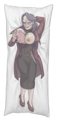 1girls big_breasts blush breast_grab breast_play breasts_out dakimakura dakimakura_pillow dark_hair dress fear_and_hunger female female_only genderswap genderswap_(mtf) long_hair milf nipples pig toy trortur_(fear_and_hunger) ugly ugly_female ugly_woman