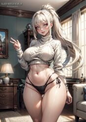 1girls ai_generated curvaceous curvy_female curvy_figure female_focus female_only huge_breasts long_hair looking_at_viewer seductive_look stable_diffusion voluptuous voluptuous_female white_hair winesnow