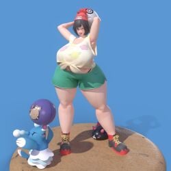 beach_ball big_breasts breasts huge_breasts large_breasts pokemon pokemon_sm selene_(pokemon) thick_thighs usukeninja