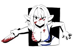 bikini blood breasts kewlbot monochrome