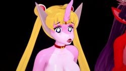 3girls animated ass bishoujo_senshi_sailor_moon breasts clothing dragon_girl female medium_breasts multiple_girls nipples running shark_girl skin_color_change small_breasts species_transformation tagme thick_thighs transformation unicorn_humanoid video wfay42 wide_hips