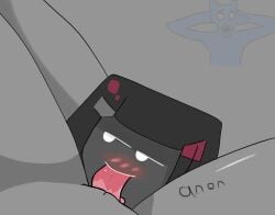 anon artstyle_imitation battle_for_bfdi battle_for_dream_island blush female_pov four_(bfb) gray_background humanized interspecies joke_art meme object_shows oral oral_sex pyxill remote_(bfdi) sex shocked why yuri