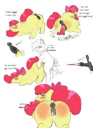 animal_genitalia apple_bloom_(mlp) begging cum_in_pussy cum_inside dildo heat horsecock llkki my_little_pony pipsqueak_(mlp) small_penis solo straight vaginal_penetration wet_pussy young