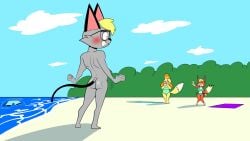 animal_crossing ass audie_(animal_crossing) birbpan breasts cleavage female isabelle_(animal_crossing) male male_focus nintendo nude raymond_(animal_crossing)