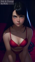 ai_generated black_hair disney lingerie looking_at_viewer on_bed pixar solo solo_female the_incredibles the_incredibles_2 thechronicgamer violet_parr