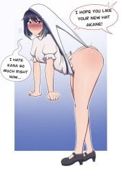 atomic_wedgie black_hair blue_eyes blush bottomless bully bullying kurokawa_akane lolo_mp3 mary_janes oshi_no_ko panties pantsless shoes text text_bubble underwear wedgie white_panties white_underwear