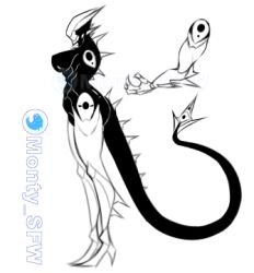 alien alien_girl alien_humanoid black_body breasts curvy curvy_female curvy_figure female female_focus female_only large_breasts monty_nsfw original original_character reference_image side_view tail