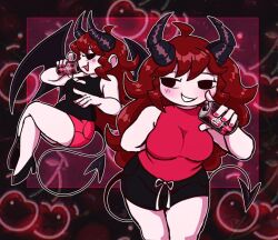 chubby clunkydot demon demon_horns demon_tail demon_wings digital_art dr._pepper fanart female fnf friday_night_funkin gazoline6725 girlfriend_(friday_night_funkin) girlfriendfnf horns thick_thighs wings