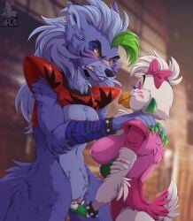 2girls anthro avian avian_humanoid beak blue_eyes blush blushing bodily_fluids boobs bow_ribbon bracelet breasts canid canine colored_nails female female/female fingering fingering_partner five_nights_at_freddy's five_nights_at_freddy's:_security_breach fluffy furry genital_fluids genitals glamrock_chica_(fnaf) glowing_eyes lesbian long_hair masturbation medium_breasts nipples pierced_ears purple_fur pussy pussy_juice roxanne_wolf_(fnaf) size_difference spiked_bracelet tits vagina vaginal_fingering vaginal_juices vaginal_masturbation white_feathers wolf wolf_ears wolf_girl wolf_humanoid wolf_tail xnirox yellow_eyes yuri