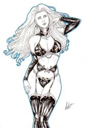 1girls chaos_comics coffin_comics curvaceous curvy_female curvy_figure death_(personification) ed_benes_studio grim_reaper huge_breasts lady_death latex_gloves latex_thighhighs long_hair looking_at_viewer queen_of_the_dead seductive_look voluptuous voluptuous_female white_hair