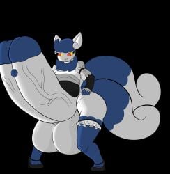 2_penises animal_genitalia animal_penis anthro anthro_only ass big_breasts big_bulge big_butt blue_body bodily_fluids breasts bulge clothing digital_media_(artwork) diphallia diphallism felid fur futa_only futanari generation_6_pokemon genital_outline genitals hair hemipenes hi_res huge_breasts huge_butt hyper_penis intersex looking_at_viewer maid_uniform mammal meowstic multi_genitalia multi_penis nintendo open_mouth penis penis_outline pokemon pokemon_(species) simple_background solo thick_thighs uniform white_body white_fur wide_hips zhephyreart