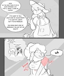 bovid bovine caprine cattle comic dialogue hi_res jintally june_(jintally) mabel_(jintally) mammal sheep transformation