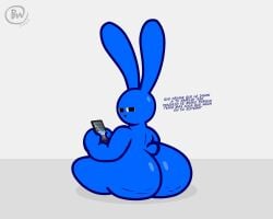 ass big_ass big_butt blue_body bonguitoweon bubble_ass bubble_butt bunny looking_at_viewer looking_back rabbit spanish_text text