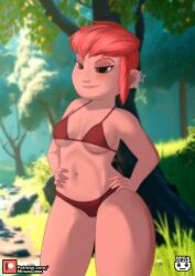 bikini bra female female_only hands_on_hips netflix nimona nimona_(nimona) red_hair underwear