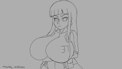 1girls animated asmartboy big_breasts breasts female female_only huge_breasts large_breasts long_hair original original_character skin_tight_suit solo solo_female