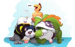 anthro ass ass_press bear bodily_fluids cum felid genital_fluids group hi_res koopa male male/male mammal mario_bros nintendo nude pantherine rubbing_penis scalie tiger tinto_(character) trio veni_(character) yoshi zop zopanda