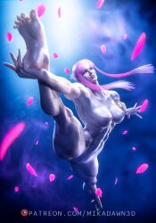 1girls 3d alternate_version_available athletic_female feet female female_only fully_nude manon_legrand mikadawn naked_male nude pink_hair soles solo splits street_fighter street_fighter_6 toes vertical_splits