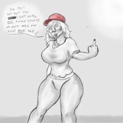 big_breasts big_lips bitch cheekbones comic crazy_eyes karen maga_hat make_america_great_again middle_finger parody plopous political politics raceplay racism republican