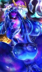 anal_sex anthro ass ass ass_focus balls big_ass big_penis bioluminescence blue_body blush blush cum cumdrip dragon dripping_cum eastern_dragon erection gay league_of_legends magangz male male/male male_only muscular muscular_male penetration penis precum riot_games spread_legs