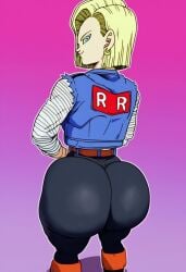 ai_generated android android_18 ass ass_focus ass_up big_ass big_butt black_skirt blonde_female blonde_hair blue_eyes bubble_ass bubble_butt butt denim denim_clothing denim_jacket denim_skirt dragon_ball dragon_ball_z dumptruck_ass dumptruck_butt fat_ass fat_butt female female_only zeca997