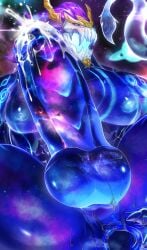 anthro ass ass ass_focus balls big_ass big_penis bioluminescence blue_body cum cumdrip dragon dripping_cum eastern_dragon erection gay league_of_legends magangz male male_only muscular muscular_male penis riot_games solo solo_focus spread_legs