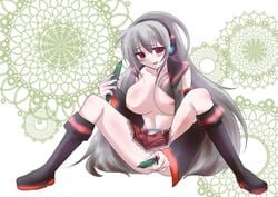 breasts censored grey_hair kansuji7 long_hair masturbation no_panties sukone_tei utau vaginal_penetration very_long_hair