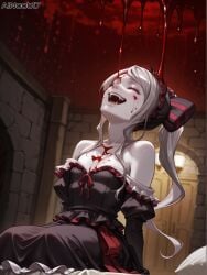 ai_generated ainoob17 blood fangs overlord_(maruyama) pale_skin shalltear_bloodfallen undressing vampire_girl white_hair