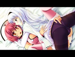 amber_eyes clothed_sex clothing cum femboy male nurse oneechan_no_shuuchuu_chiryou! panties pantyhose tail_skid yellow_eyes