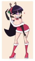 1girls bare_legs bare_shoulders bare_thighs big_breasts black_hair blue_eyes christmas christmas_outfit clothed clothing color female female_focus female_only hi_res large_breasts light-skinned_female light_skin long_hair looking_at_viewer nelljoestar nickelodeon solo solo_female tagme the_fairly_oddparents thick_thighs trixie_tang