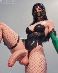 1futanari ai_generated black_hair black_leotard breasts dripping_cum elbow_gloves erection fishnet_legwear fishnet_pantyhose fishnets flaccid freyna_(the_first_descendant) futa_only futanari genital_fluids gloves green_gloves highleg_leotard huge_cock large_breasts large_penis large_testicles legwear leotard long_hair looking_at_viewer mask medium_breasts mouth_mask partially_retracted_foreskin penis precum semen spread_legs testicles the_first_descendant thick_thighs thighs veins veiny_penis xlily666x