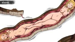 feral feral_pred human human_prey kaa naked naked_female nude nude_female peril snake snake_vore struggle struggling struggling_prey swallowed swallowing vore vore_belly x-ray zocorukii