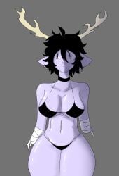 black_hair deer_horns purple_body tagme