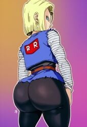 ai_generated android android_18 ass ass ass_focus big_ass big_butt black_skirt blonde_female blonde_hair blue_eyes bubble_ass bubble_butt denim denim_clothing denim_jacket denim_skirt dragon_ball dragon_ball_z dumptruck_ass dumptruck_butt fat_ass fat_butt female female_only zeca997