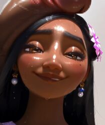 ai_generated brown_skin dark-skinned_female dark_skin disney encanto giant_penis imminent_oral isabela_madrigal latina penis teenager